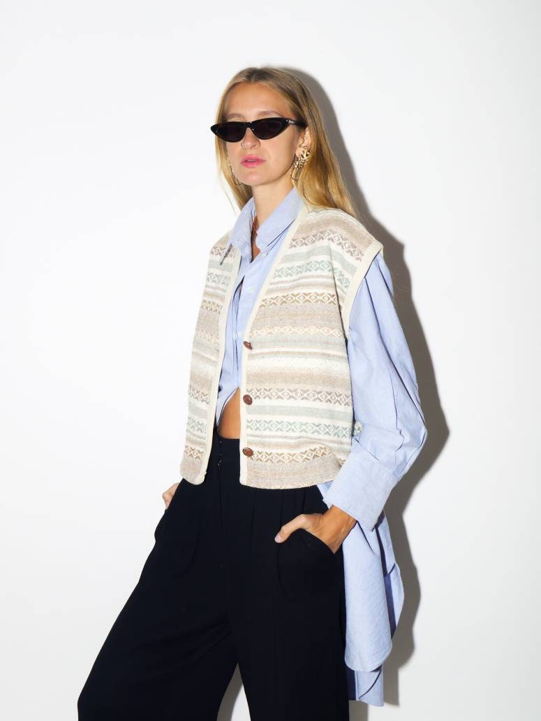 VINTAGE vest 1980s | wool vintage vest | Diserto vintage vest | jacquard vintage vest | oversize vintage vest | hippie vest | boho vest