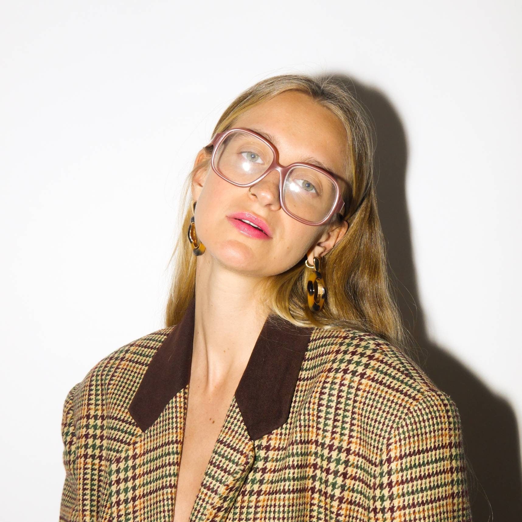 vintage 70s glasses frames in nude pink | plastic retro eyeglasses | 1970s eyewear | modopol