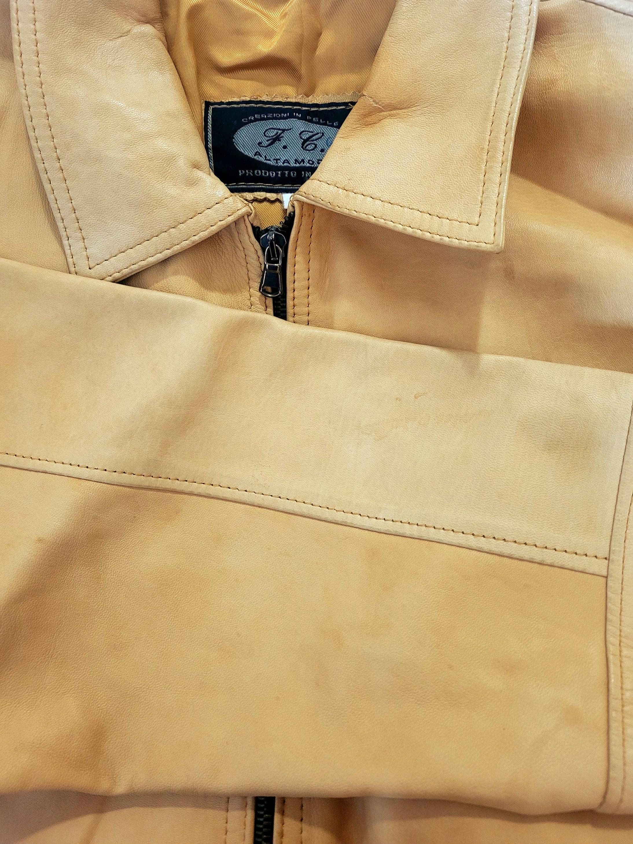 VINTAGE Apricot Leather Jacket from 1990s by Alta Moda® | Oversize Leather Jacket