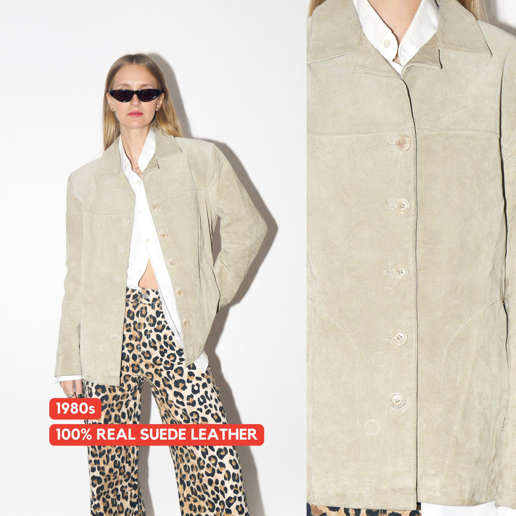 VINTAGE Ash Beige Suede Jacket From The 1990s