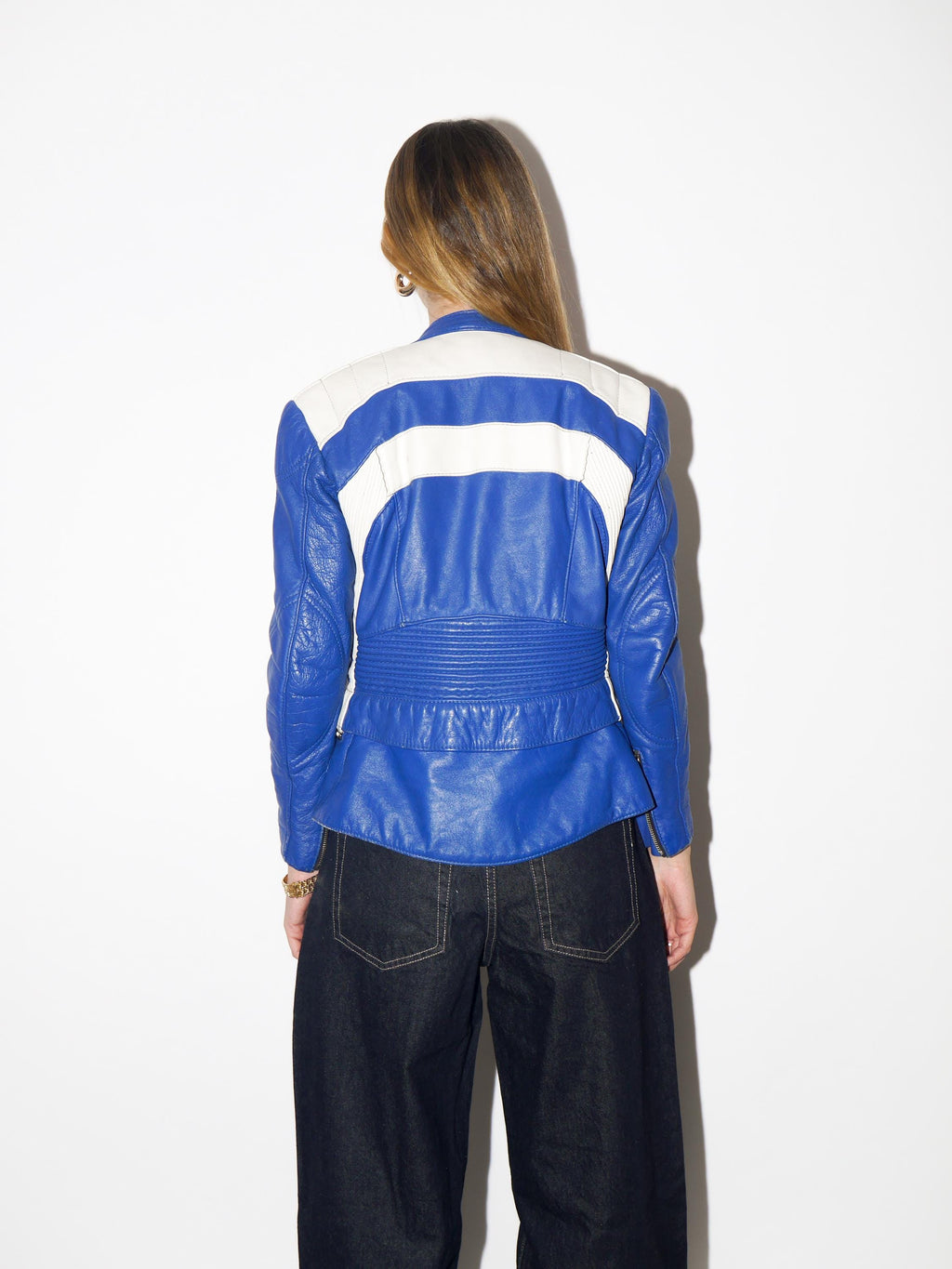 VINTAGE blue leather motorcycle jacket from 1970s | leather biker jacket Harro®