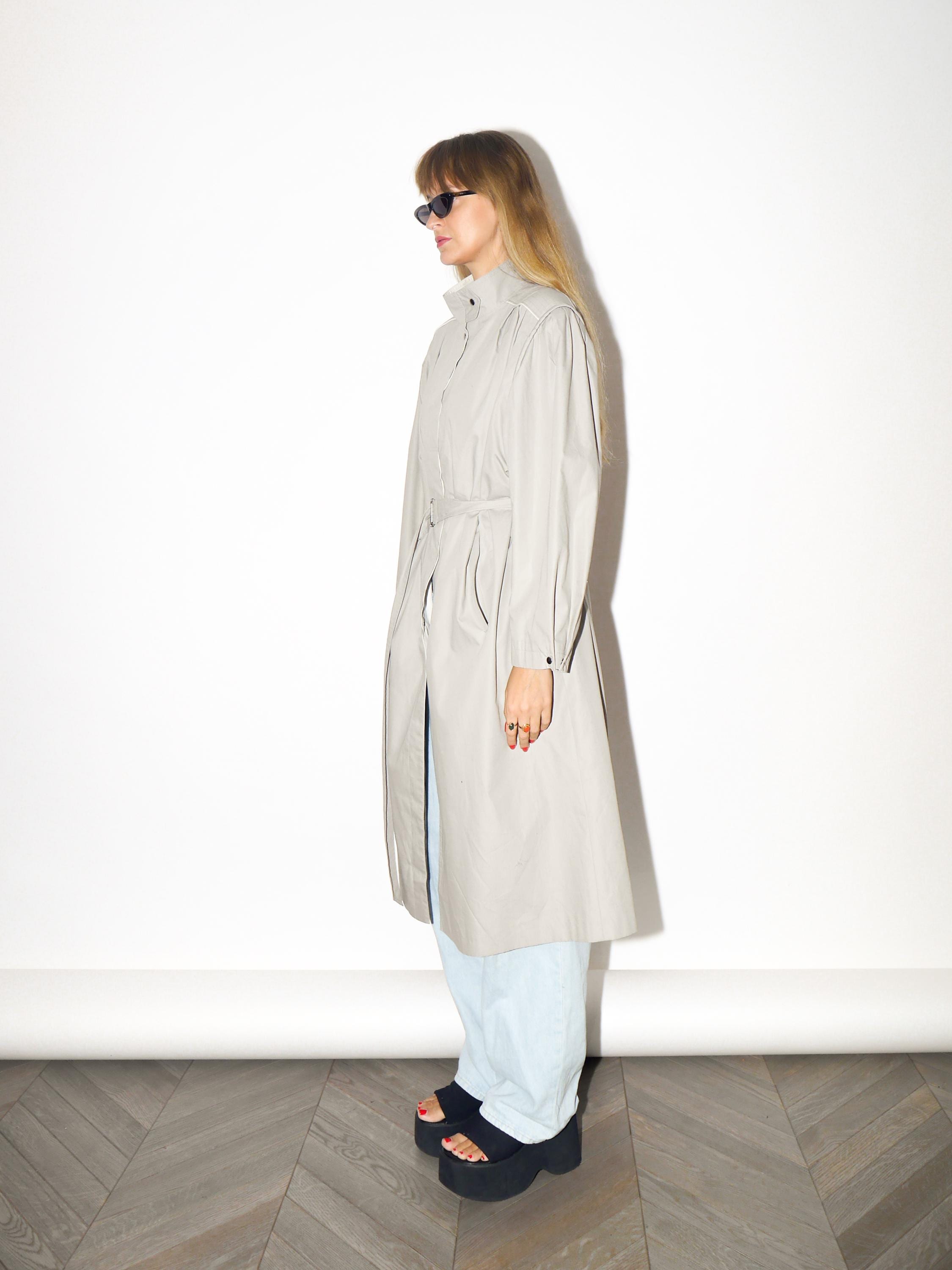 VINTAGE Beige Cotton Blend Trench Coat With Belt From The 1980s