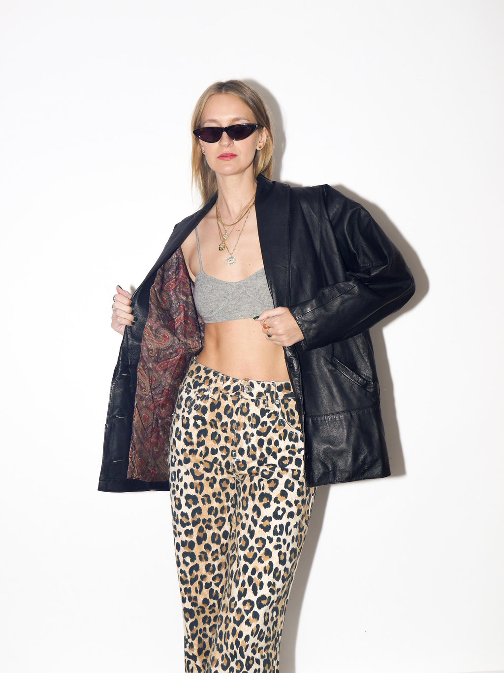 VINTAGE Black Quilted Leather Jacket From The 1980s by Lady Joy