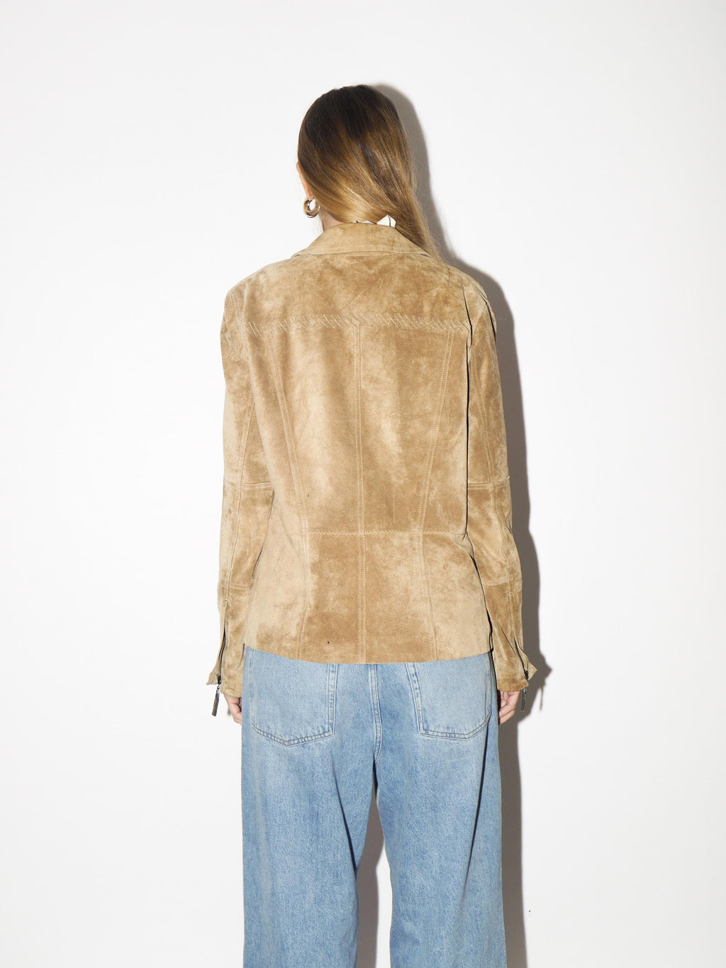 VINTAGE Beige Suede Jacket from 1980s | Betty Barkley Double Zip Leather Jacket