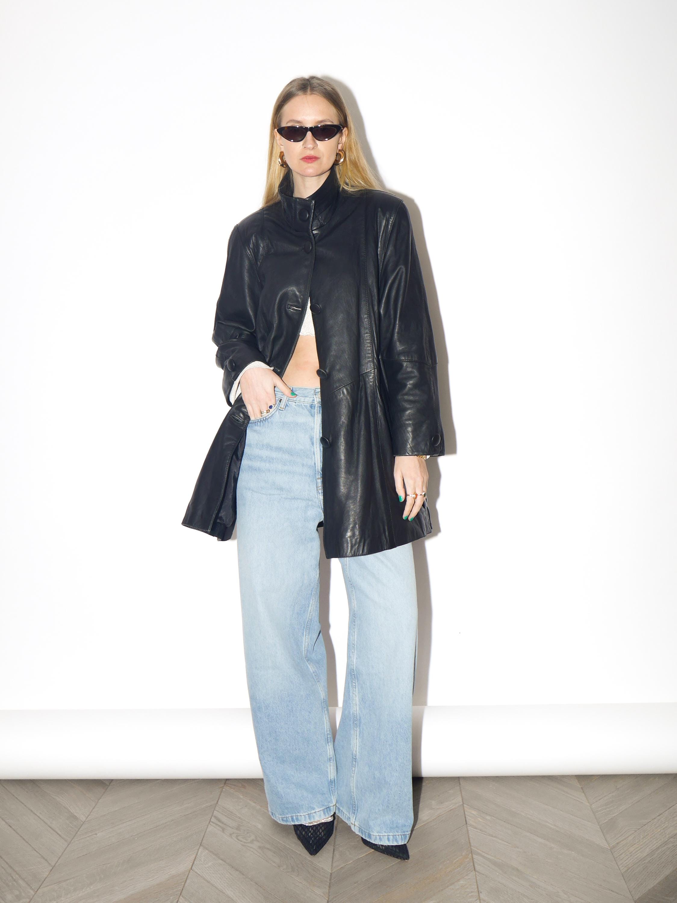 VINTAGE black leather jacket from 1980s | soft retro leather jacket by Vunic®