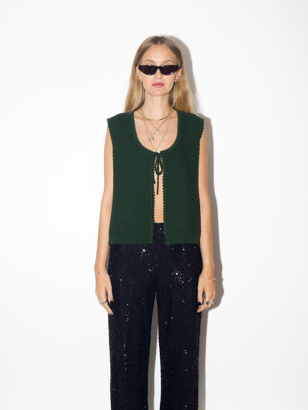 VINTAGE Bottle Green Wool Blend Cropped Oversized Vest From The 1980s By Ein Tanne Modell