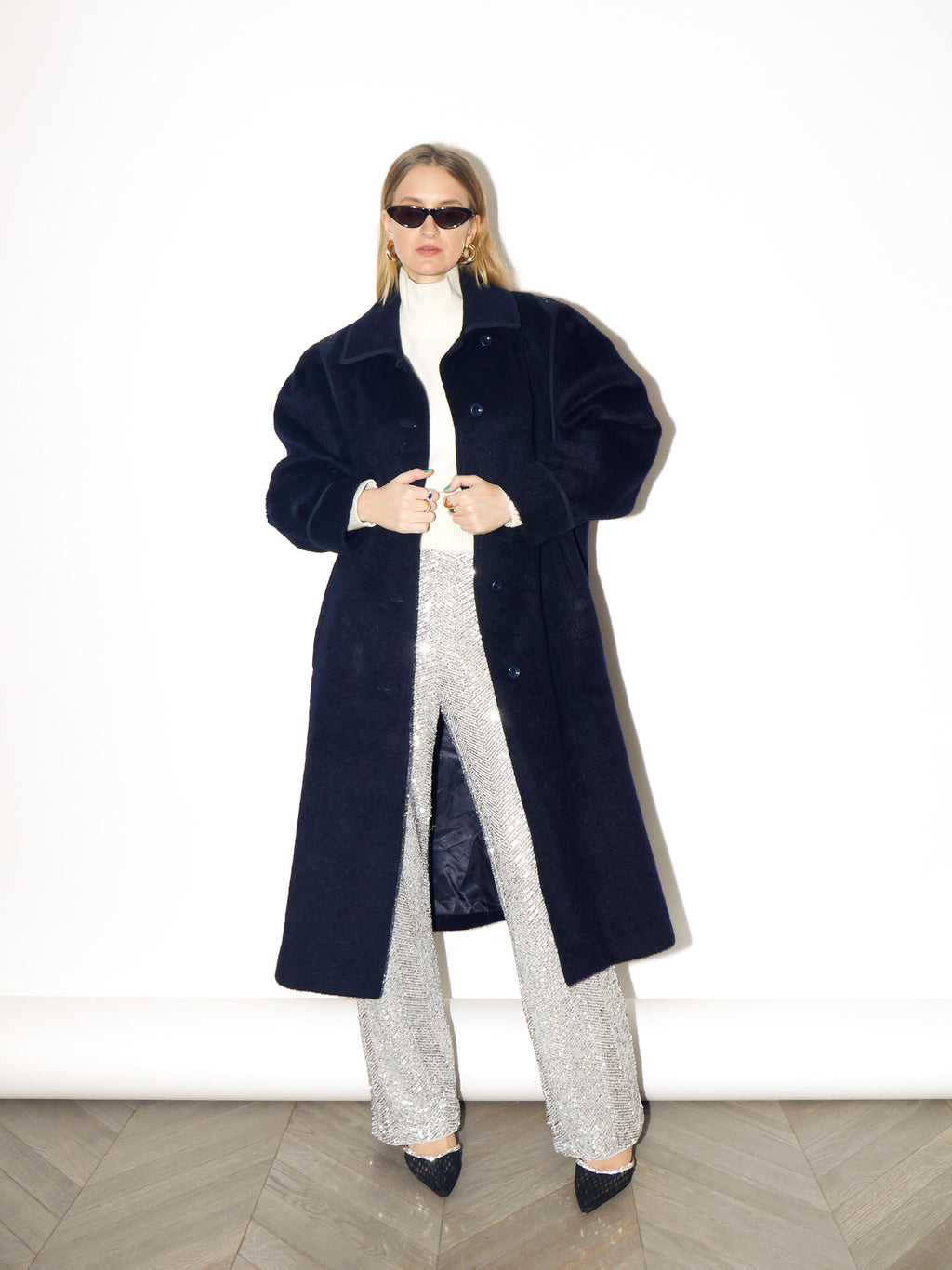 VINTAGE Navy Mohair & Wool Coat from 1980s | Luxury Maxi Coat by Golden Gate®