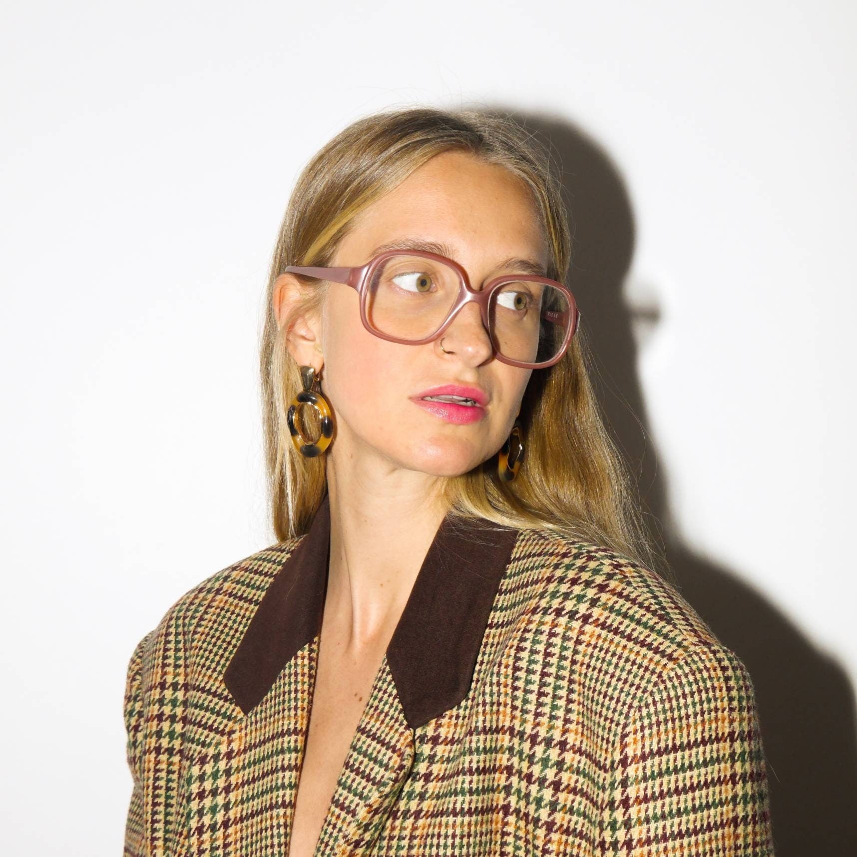 vintage 70s glasses frames in nude pink | plastic retro eyeglasses | 1970s eyewear | modopol