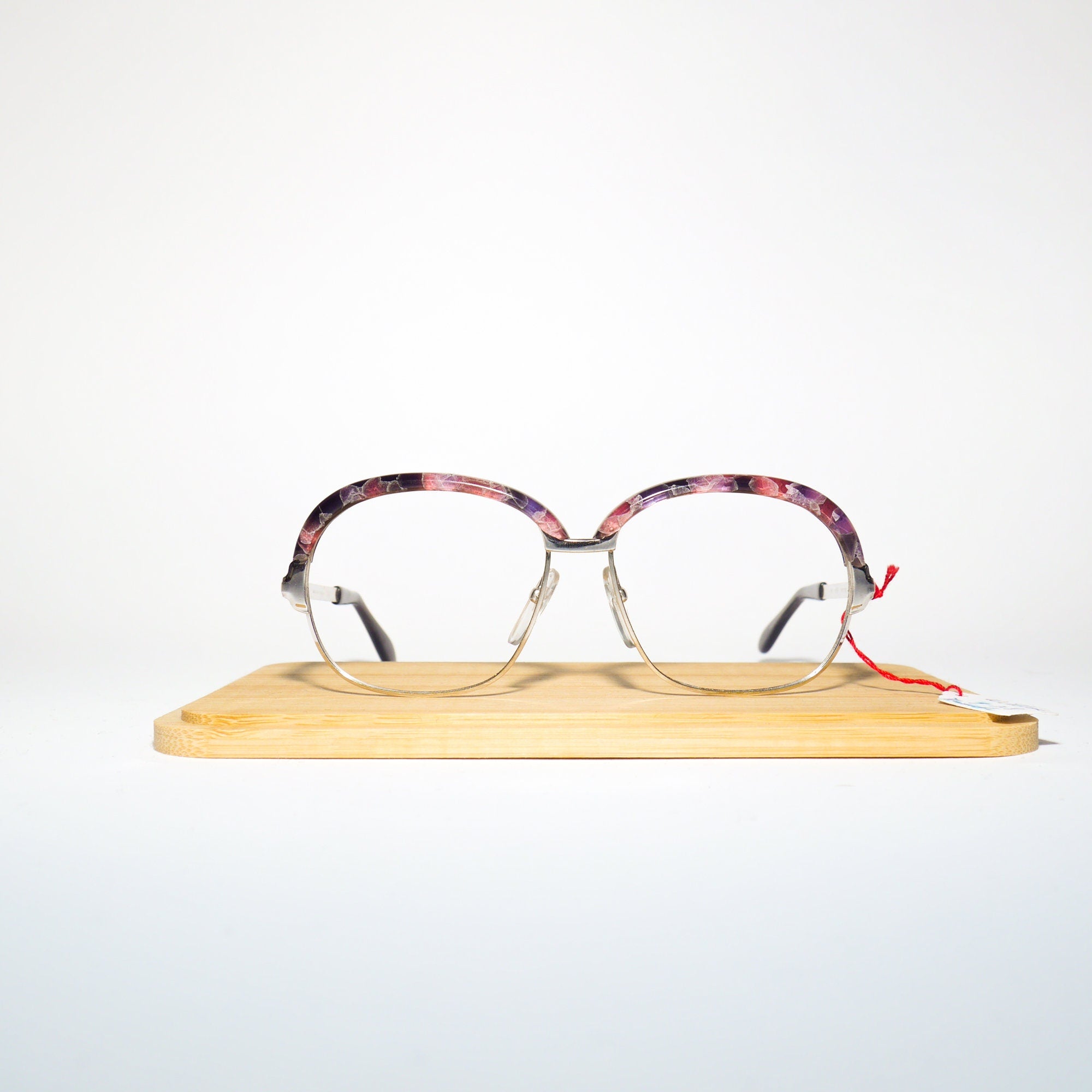 VINTAGE Optura® premium eyeglasses from 1970s | marble and silver ombre metal frames | retro glasses| oversize eyeglasses Minouche