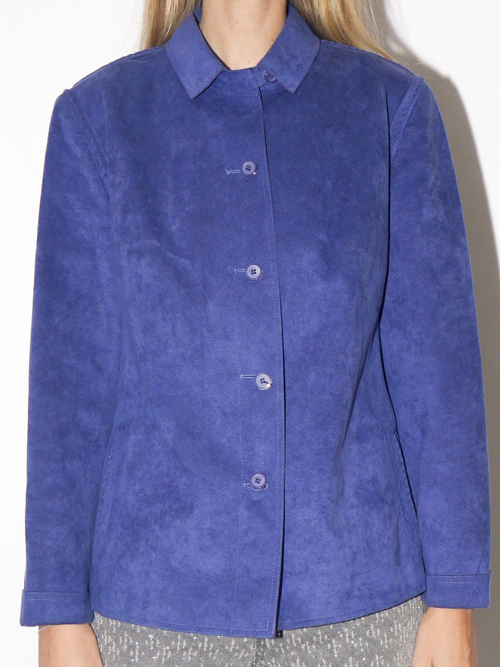 VINTAGE Blue Cerulean Women's Alcantara Blazer From The 1980s