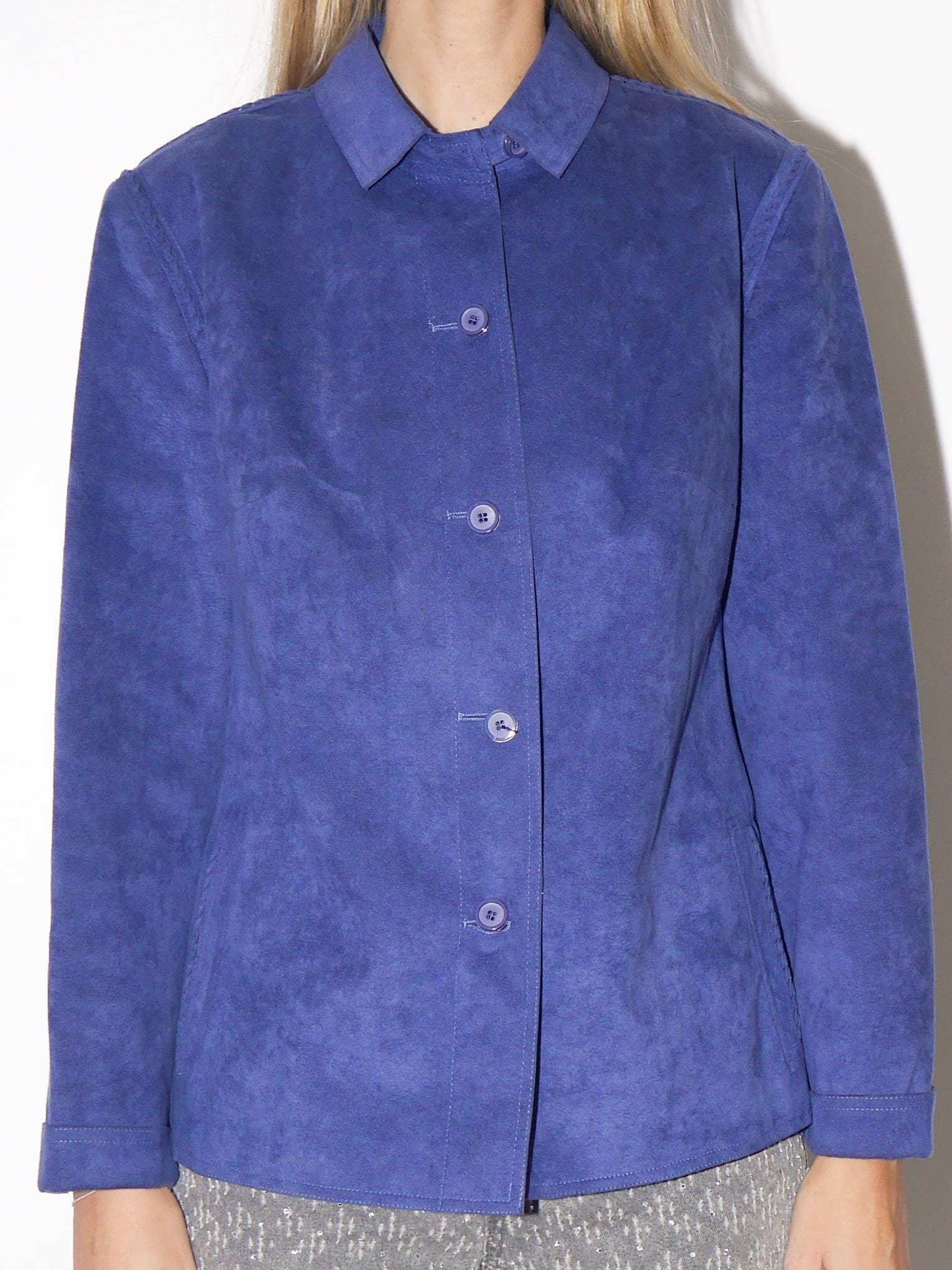 VINTAGE Blue Cerulean Women's Alcantara Blazer From The 1980s