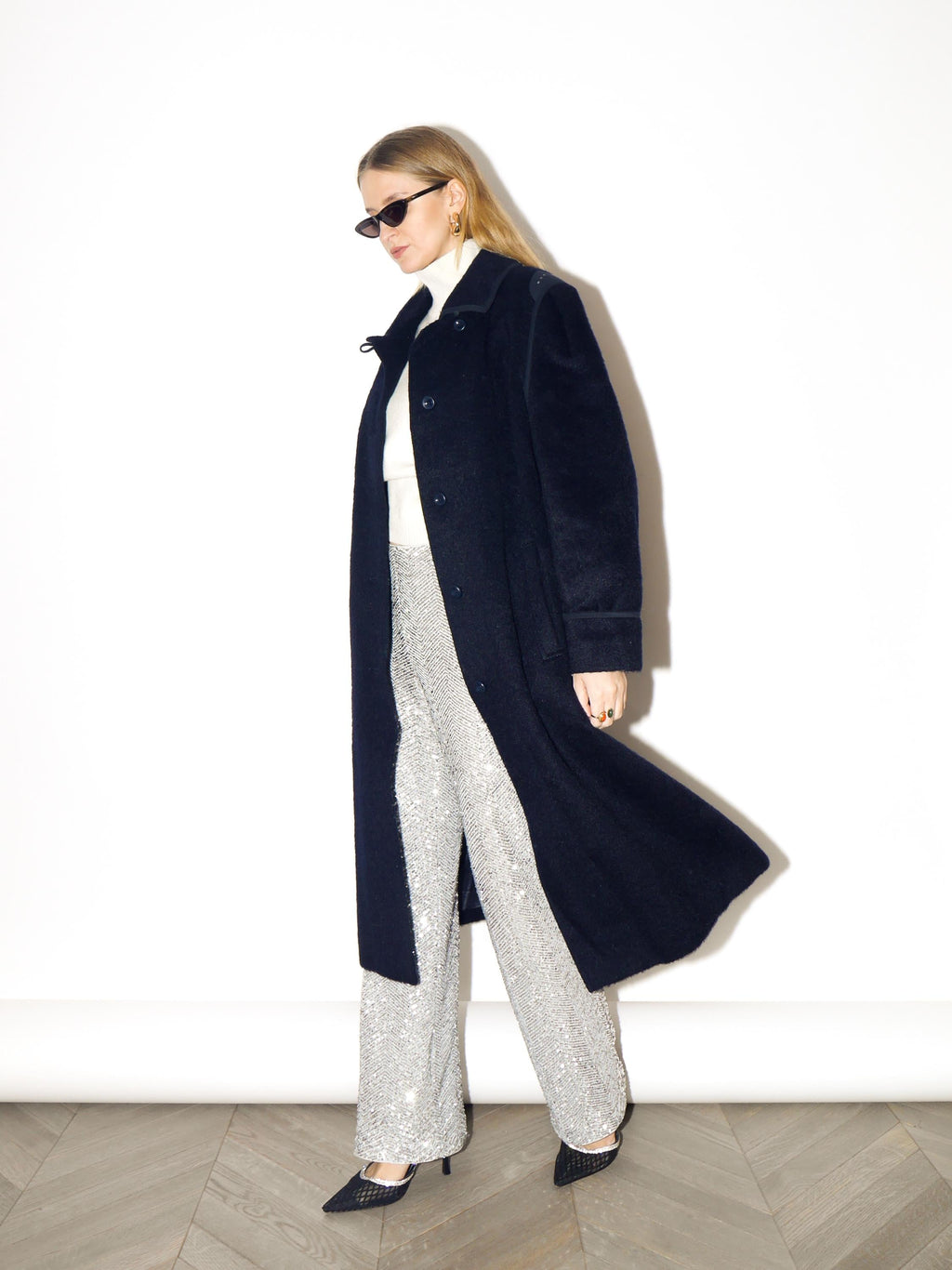 VINTAGE Navy Mohair & Wool Coat from 1980s | Luxury Maxi Coat by Golden Gate®