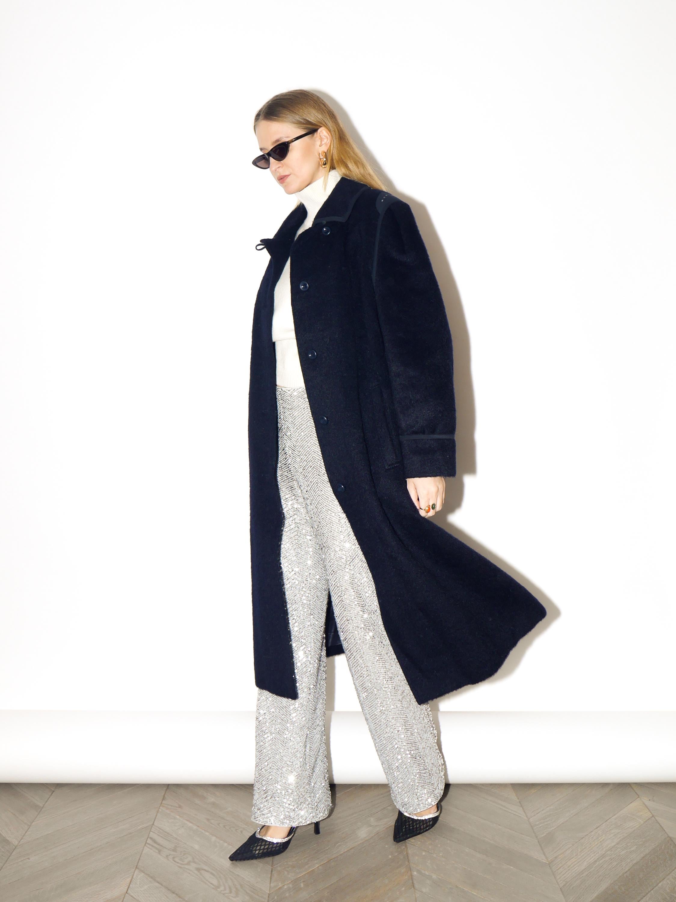 VINTAGE Navy Mohair & Wool Coat from 1980s | Luxury Maxi Coat by Golden Gate®
