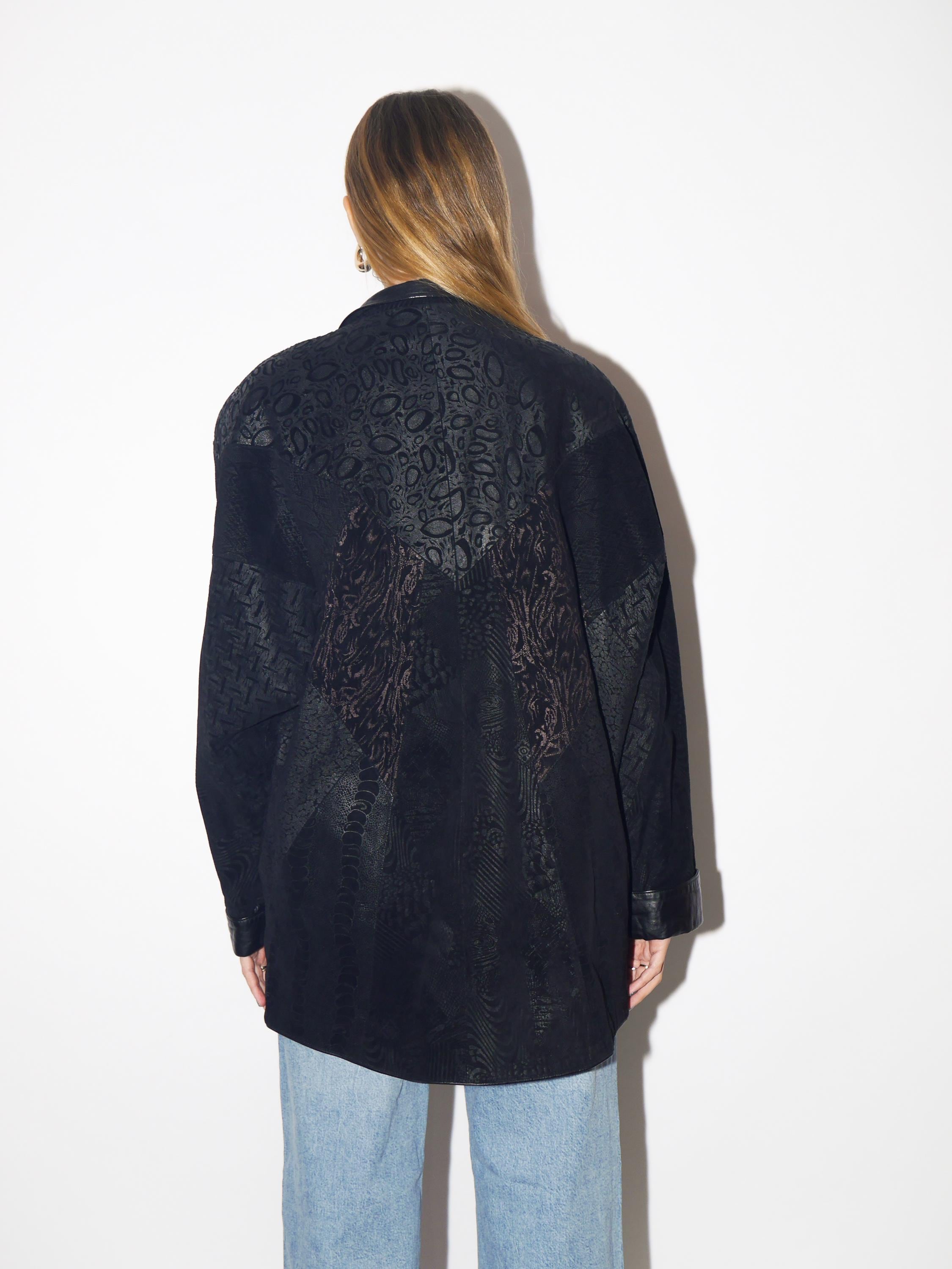 VINTAGE black suede leather jacket from 1980s | oversize suede jacket