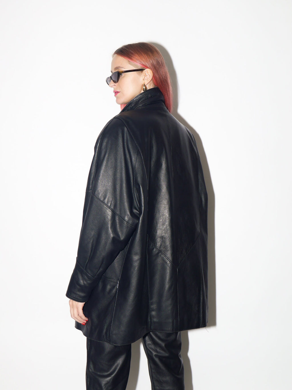 VINTAGE black leather jacket 1980s | super soft leather oversize jacket | black vintage leather jacket | Hailey Bieber leather jacket