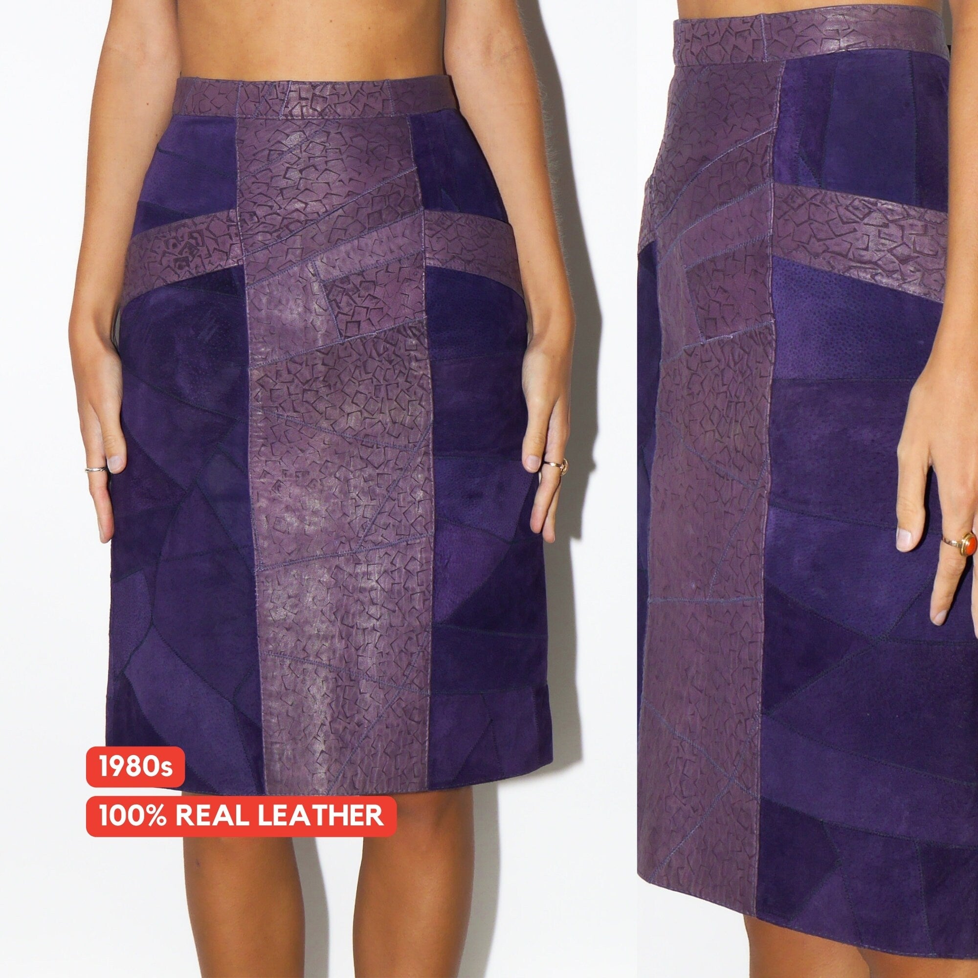 VINTAGE suede skirt 80s | vintage purple suede skirt | leather vintage skirt | Brad Impex skirt | midi leather skirt | midi suede skirt