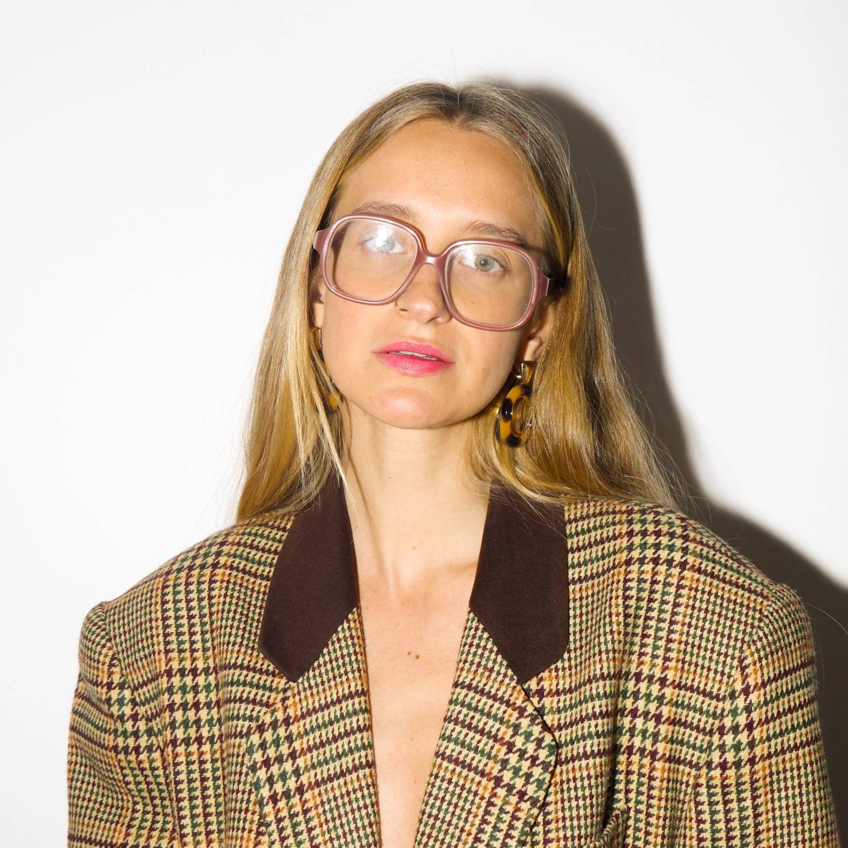 vintage 70s glasses frames in nude pink | plastic retro eyeglasses | 1970s eyewear | modopol