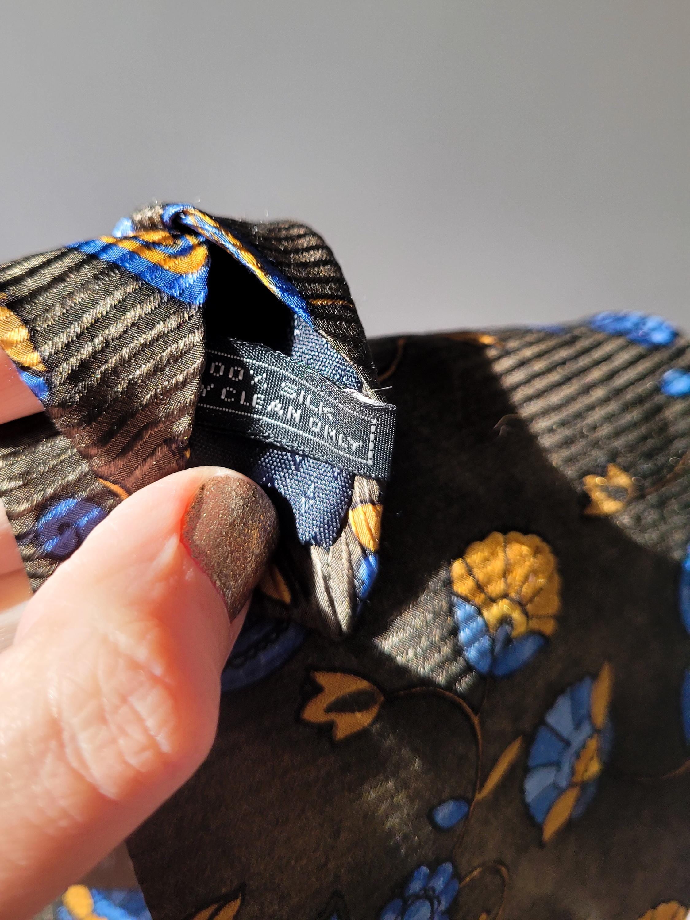 Handmade 100% Silk Scrunchie from Vintage 1980s Tie by MODOPOL - Bottle Green with Orange Flowers