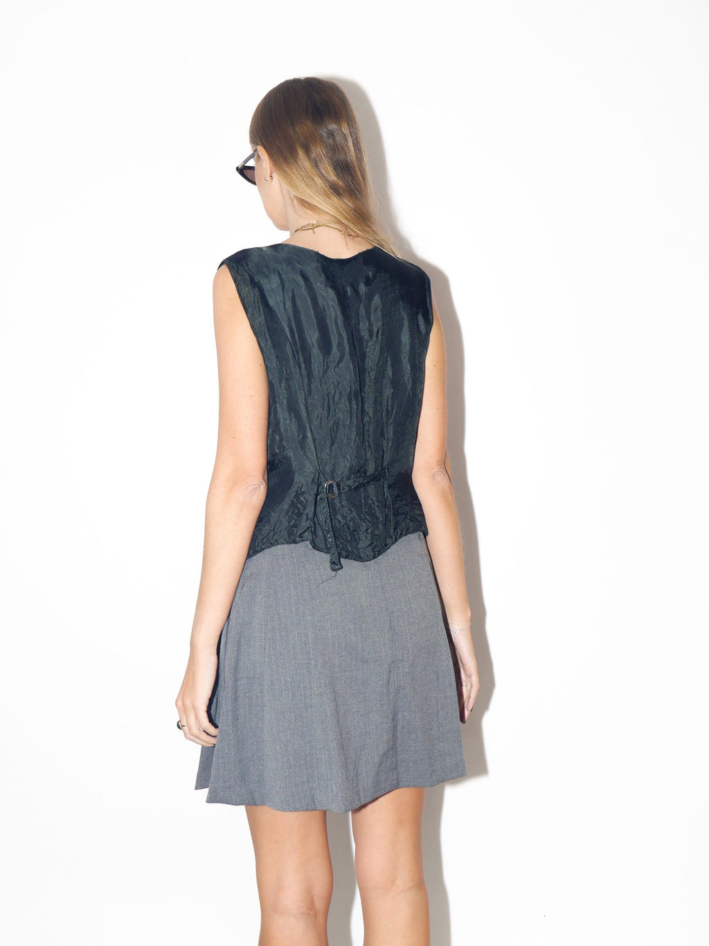 VINTAGE Black Velvet Embroidered Vest With Pearls And Sequins From The 1980s