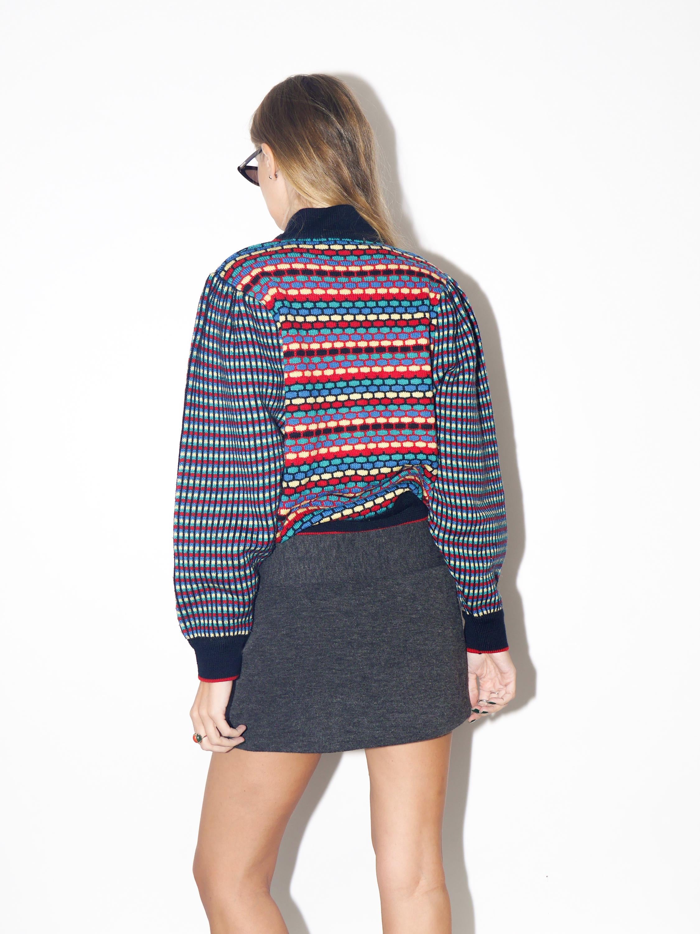 VINTAGE Geometric Half Turtleneck Sweater From The 1980s By Rose Hips