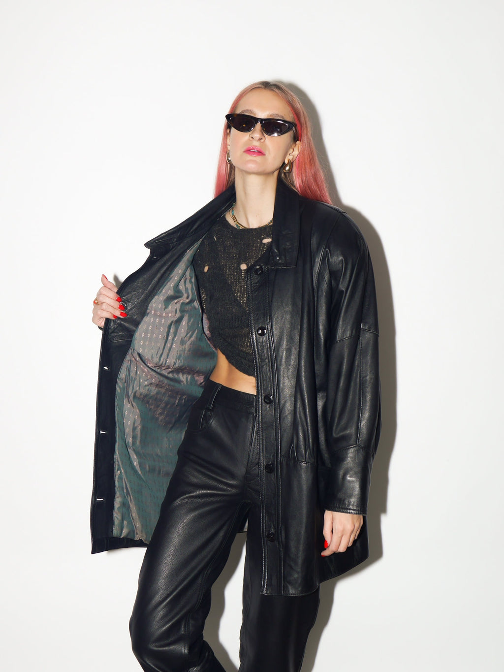VINTAGE black leather jacket 1980s | super soft leather oversize jacket | black vintage leather jacket | Hailey Bieber leather jacket